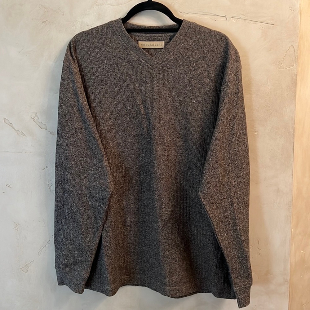 Naturalife Sweater in Black and Cream Weave